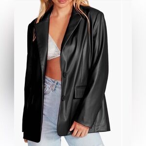 Steve Madden Boyfriend Faux Leather Blazer Jacket